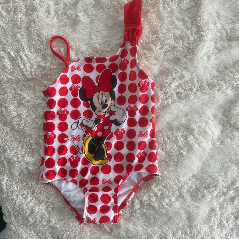 Disney Red Polka Dot Minnie Mouse Kids Swim One Piece